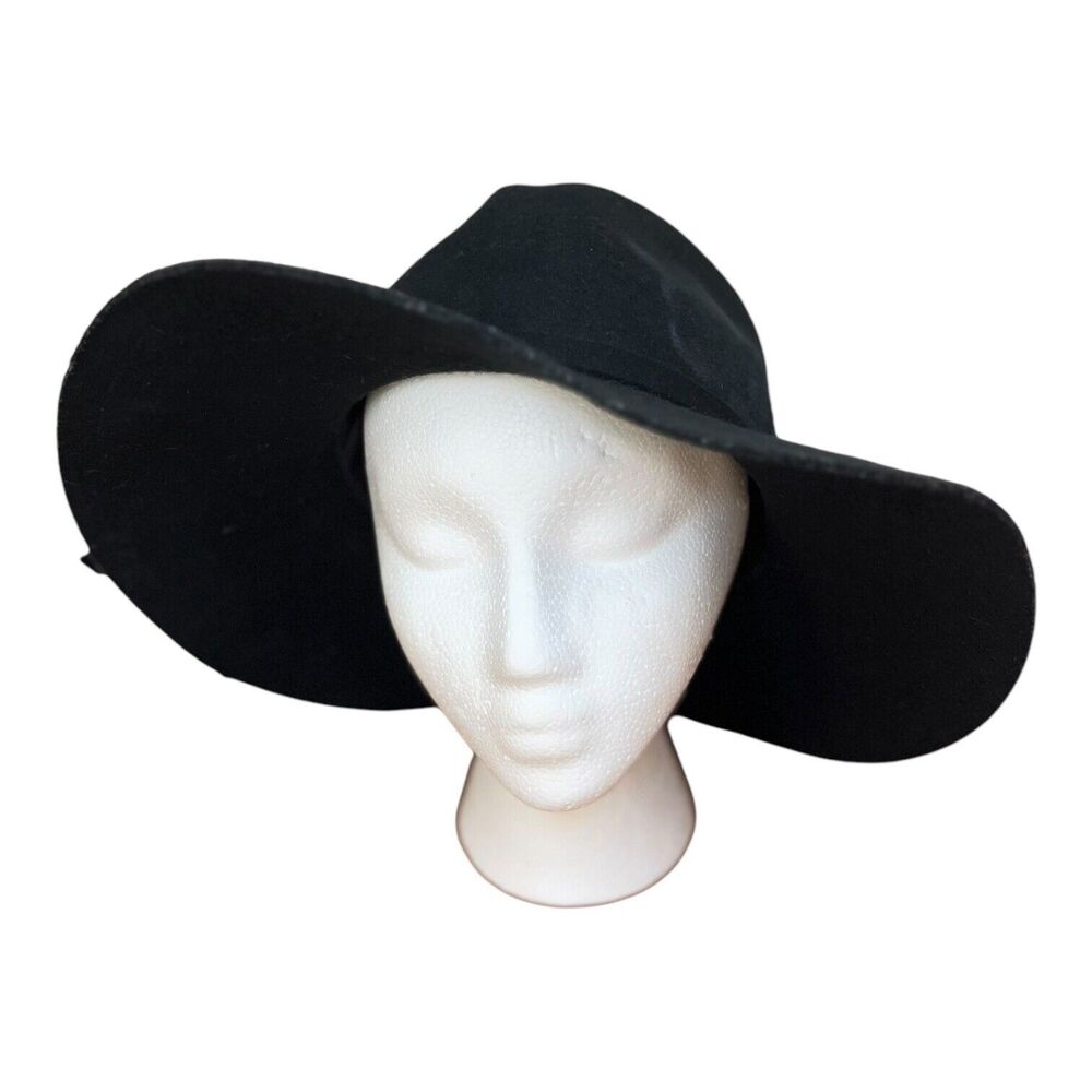 Classic Black BEBE Women's Wool Floppy hat one size